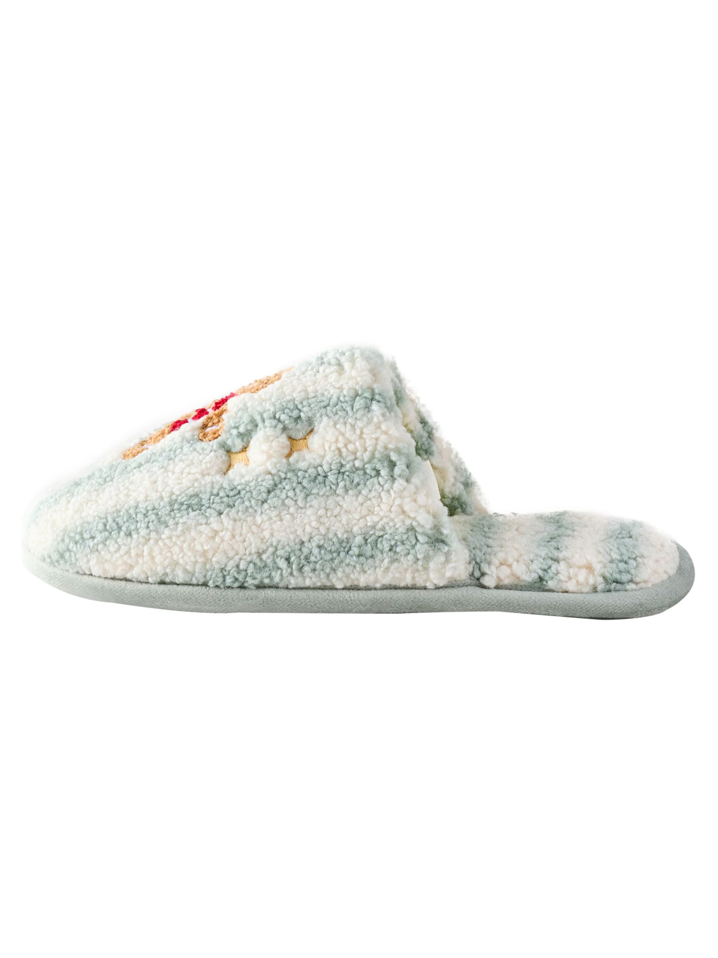 Next Pantoffeln in blau / braun / kirschrot / weiß, Produktansicht