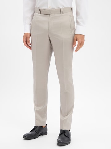 TZIACCO Slim fit Pleated Pants in Beige: front