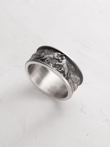 REYTEL Ring 'FIGHT OF THE TIGER' in Zilver: voorkant
