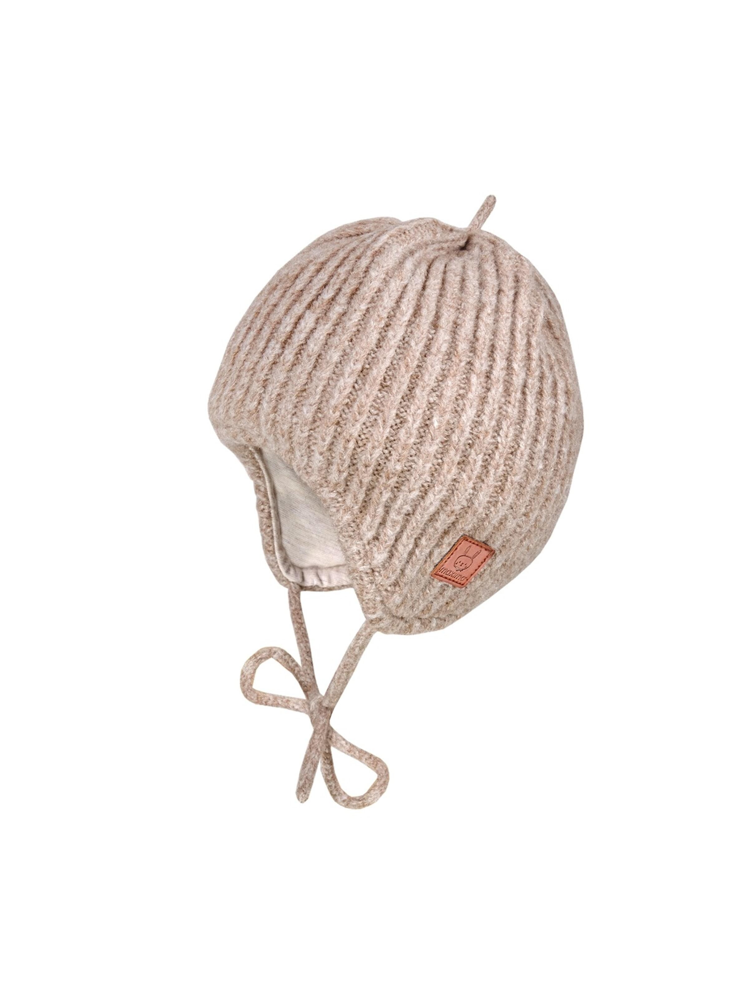 MAXIMO Beanie 'BABY-Mütze, Rippe, ausgenäht Jerseyfutter' in Brown: front