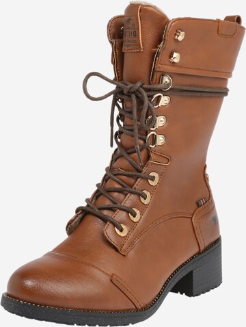 MUSTANG Lace-Up Boots in Brown: front