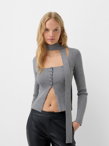 Bershka Kardigan – šedá: přední strana