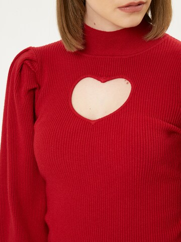 raudona Influencer Megztinis 'Heart '