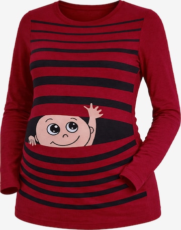 M.M.C. Shirt 'Winke Winke Umstandslangarmshirt' in Red: front