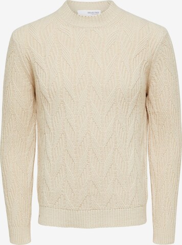SELECTED HOMME Sweater 'CARIS' in Beige: front