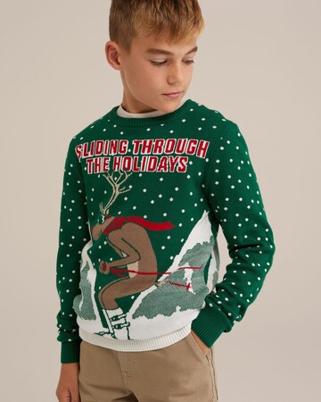 WE Fashion Sweater in Green: front