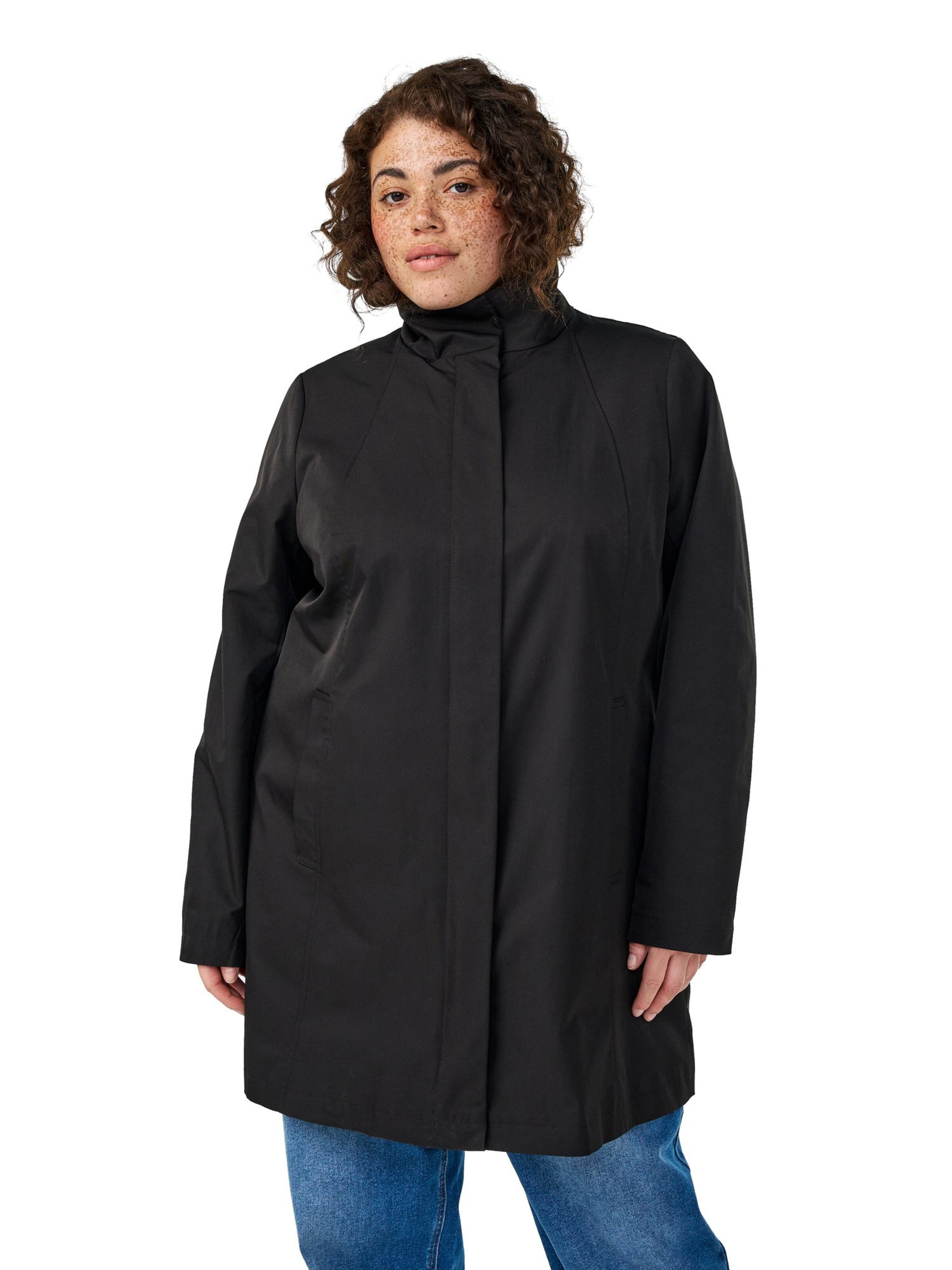 Manteau mi-saison 'CAShelby' Zizzi en noir : devant