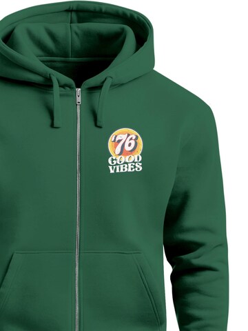 Neverless Sweatjacke 'Good Vibes '76'‌‌‌‌‌‌ in Grün
