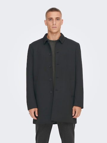 Only & Sons Between-Seasons Coat 'Adam' in Black: front