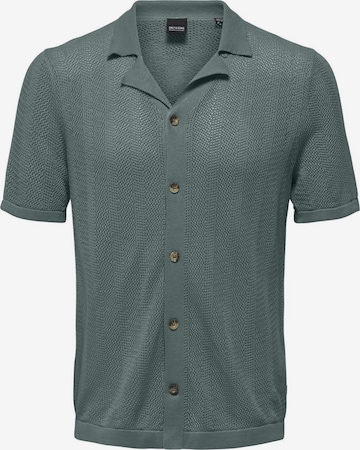 Only & Sons Knit cardigan in Green: front