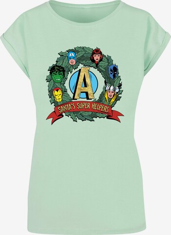 ABSOLUTE CULT Shirt 'Marvel - Santa's Super Helpers' in Green: front