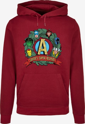 ABSOLUTE CULT Sweatshirt 'Marvel - Santa's Super Helpers' in Rood: voorkant