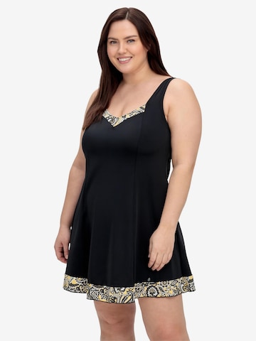 SHEEGO Swimsuit Dress in Black: front