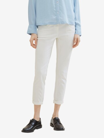 Coupe slim Pantalon TOM TAILOR en blanc : devant