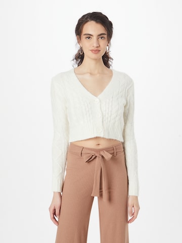 Tally Weijl Knit cardigan in White: front