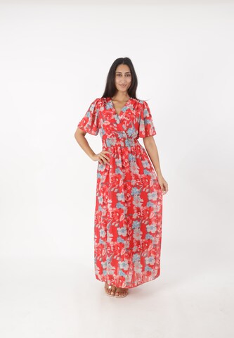 Elara Dress in Red: front