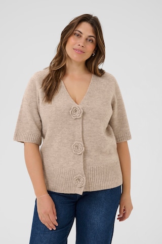 KAFFE CURVE Strickjacke 'KCrosa' in Beige: Vorderseite