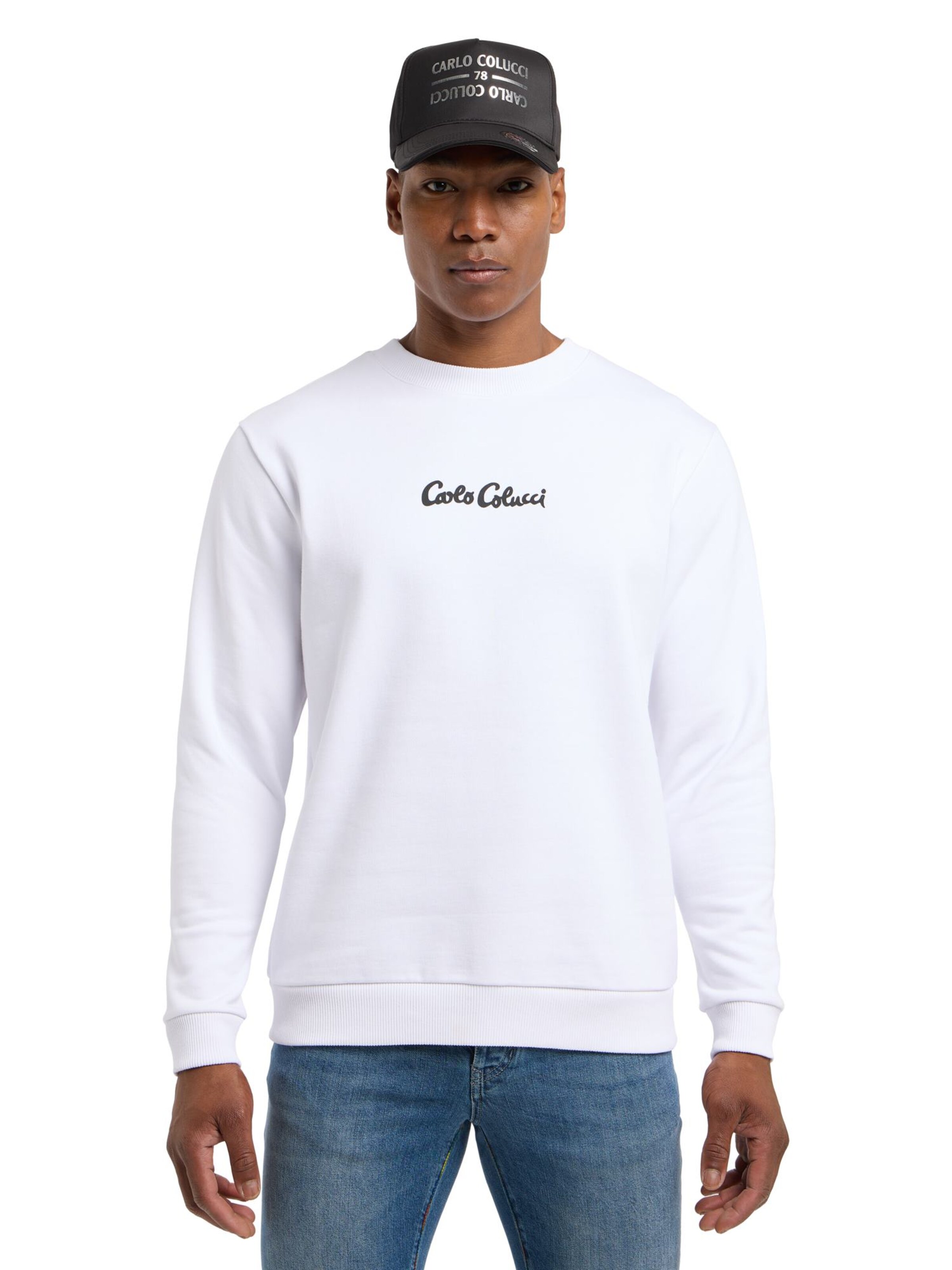 Sweat-shirt ' Dioda ' Carlo Colucci en blanc : devant