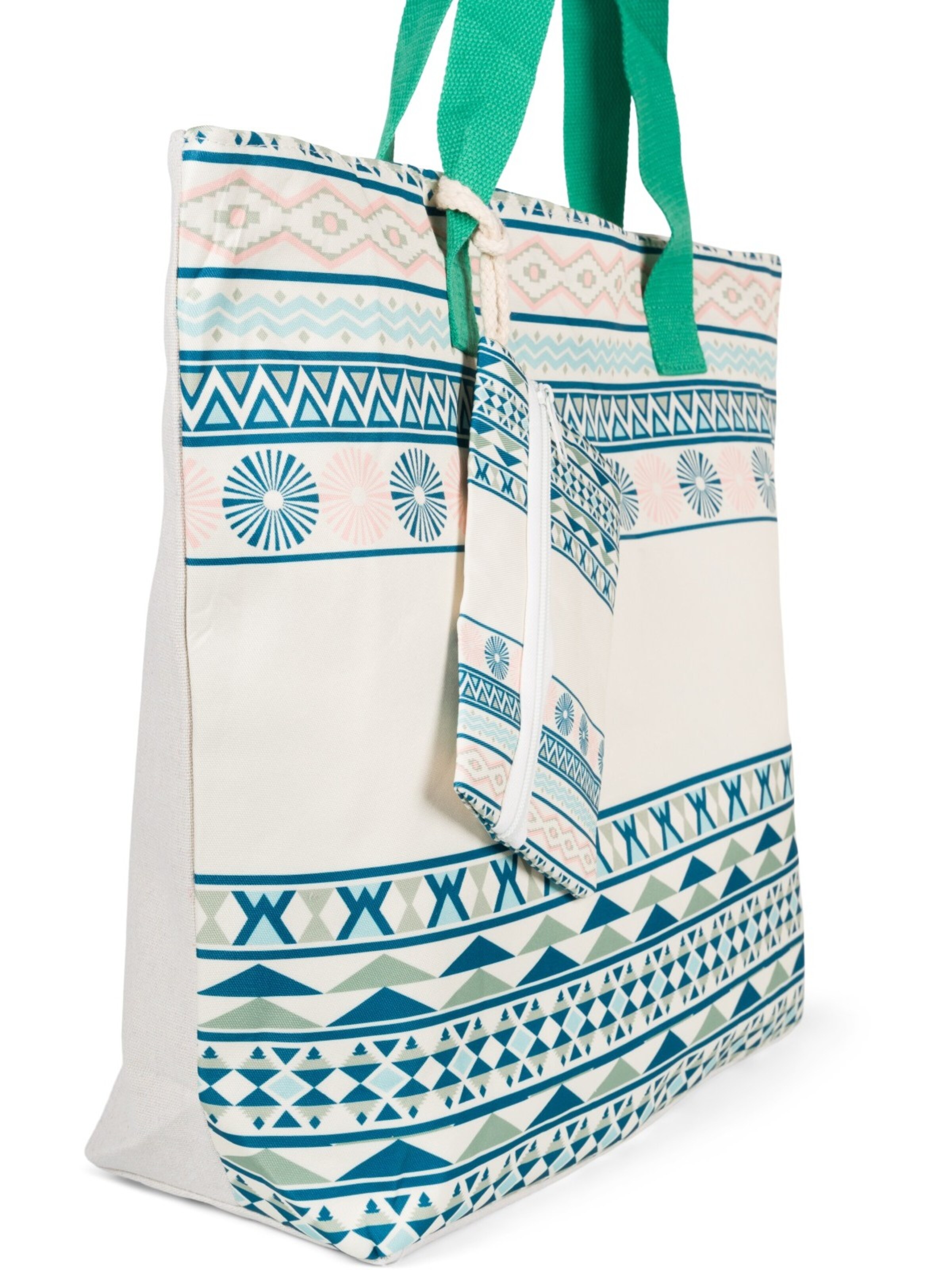 styleBREAKER Strandtasche 'Strandtasche Azteken Muster - Boho'‌‌‌‌‌‌ in Grün