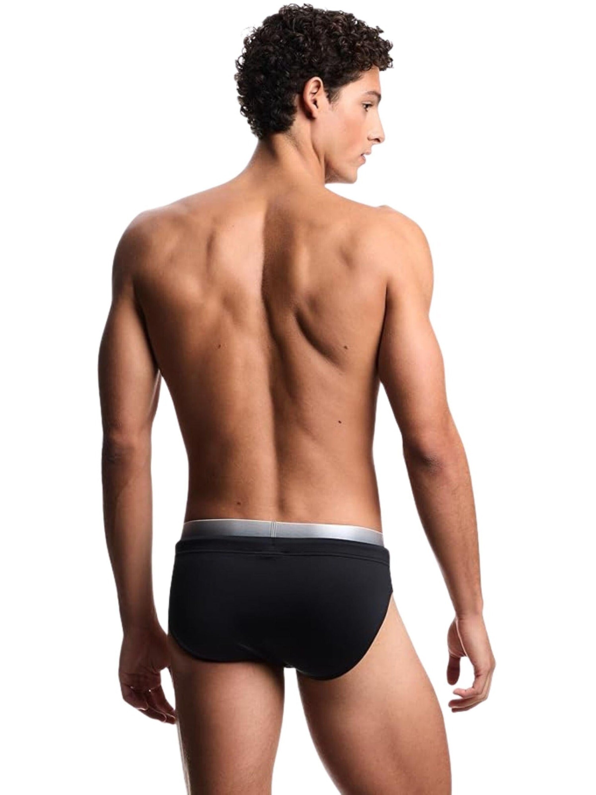 Maillot de bain 'Black swimming trunks with drawstring and jacquard logo' Emporio Armani en noir