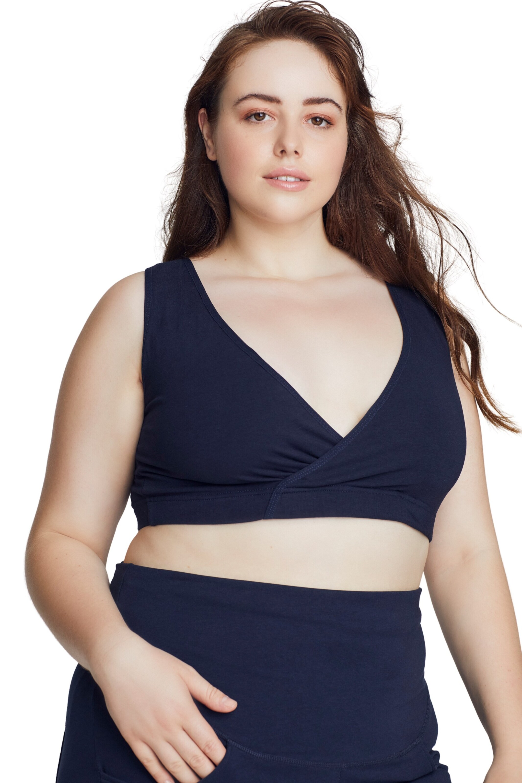 Ulla Popken Bralette Bra in Blue: front