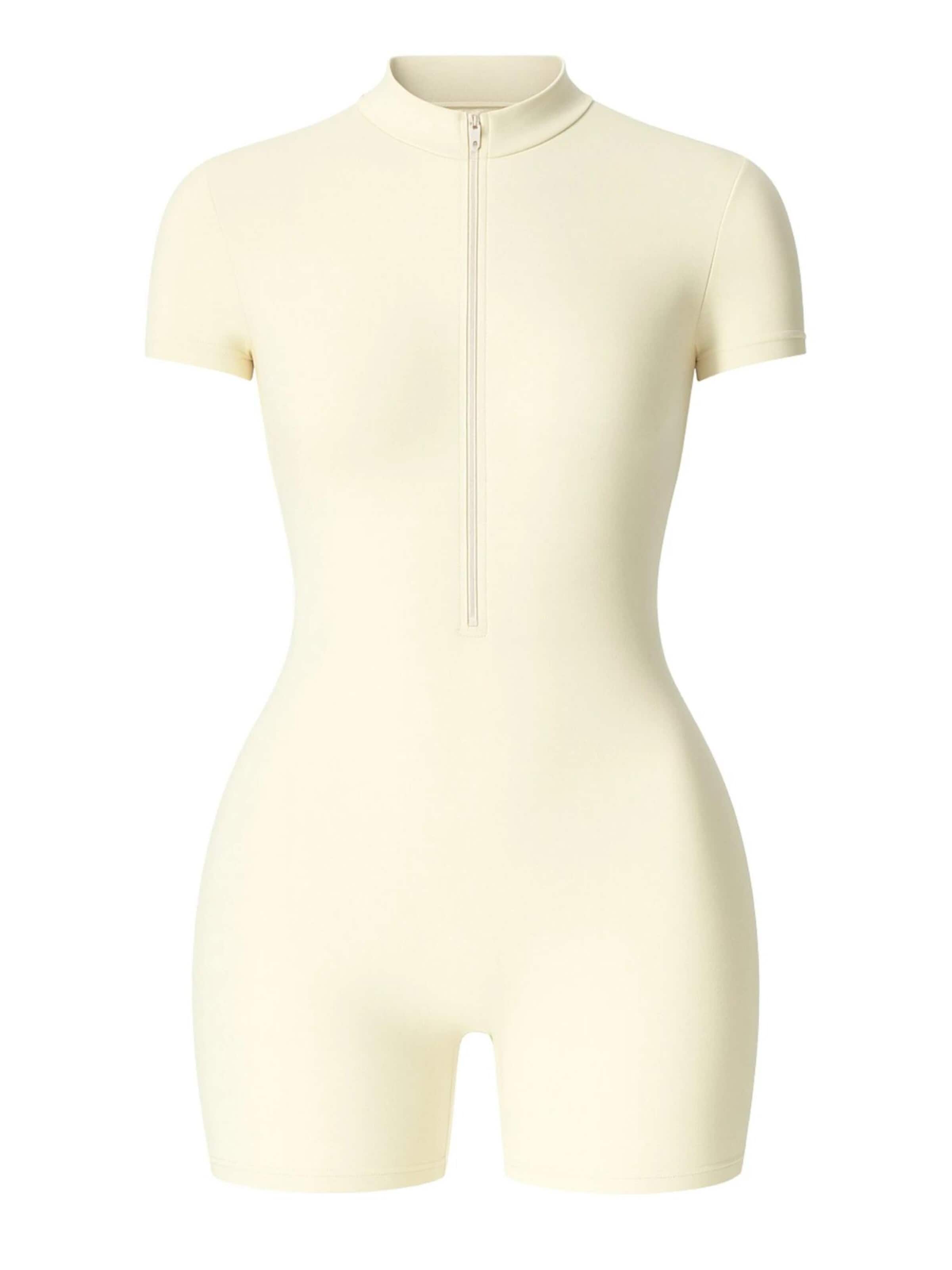 FemmeTone Athletic Bodysuit in Beige: front