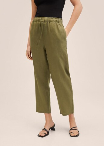 MANGO Lużny krój Spodnie 'Linen' w kolorze zielony: przód