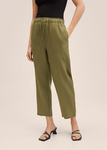 MANGO Pants 'Linen' in Green: front