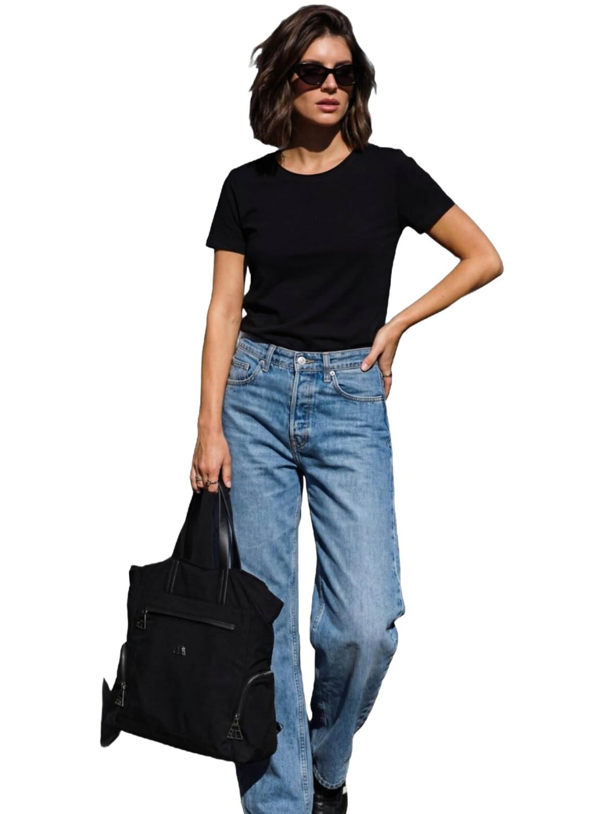 LTB Jeans - Camiseta 'U-Neck T-Shirt' en negro: frente