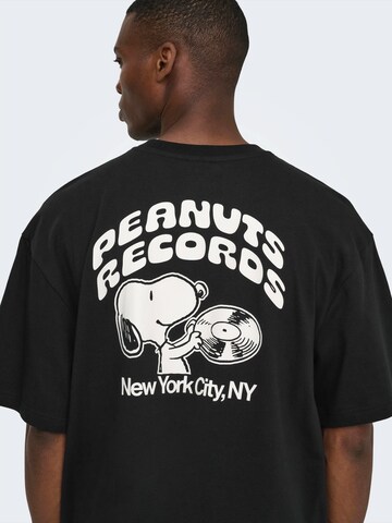 Only & Sons Shirt 'ONSPEANUTS' in Zwart