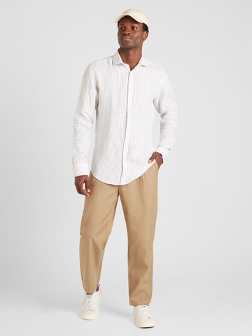 Bruun & Stengade Regular fit Button Up Shirt 'Sydney' in Beige