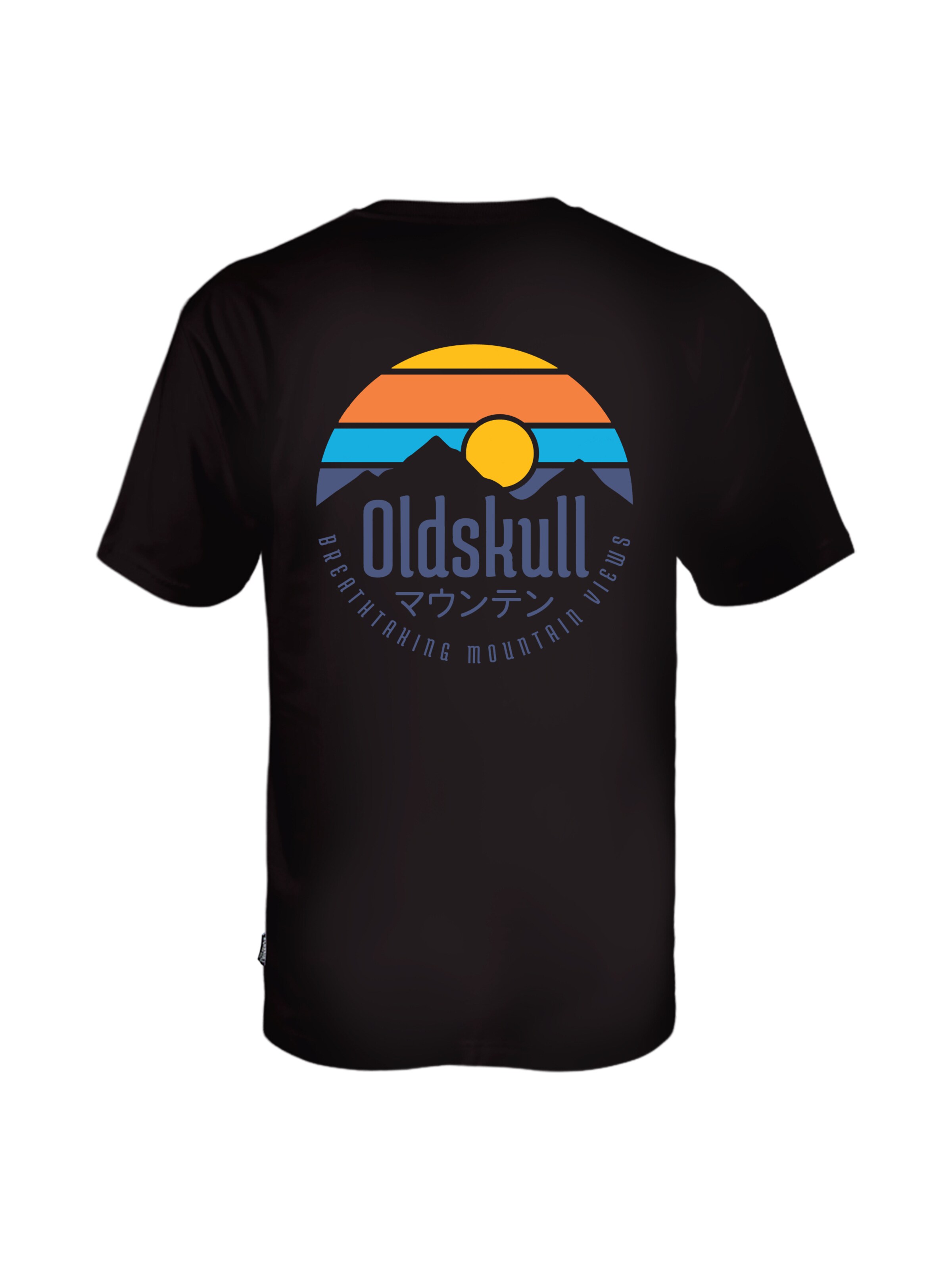Oldskull Shirt 'Mountain' in Schwarz: Vorderseite