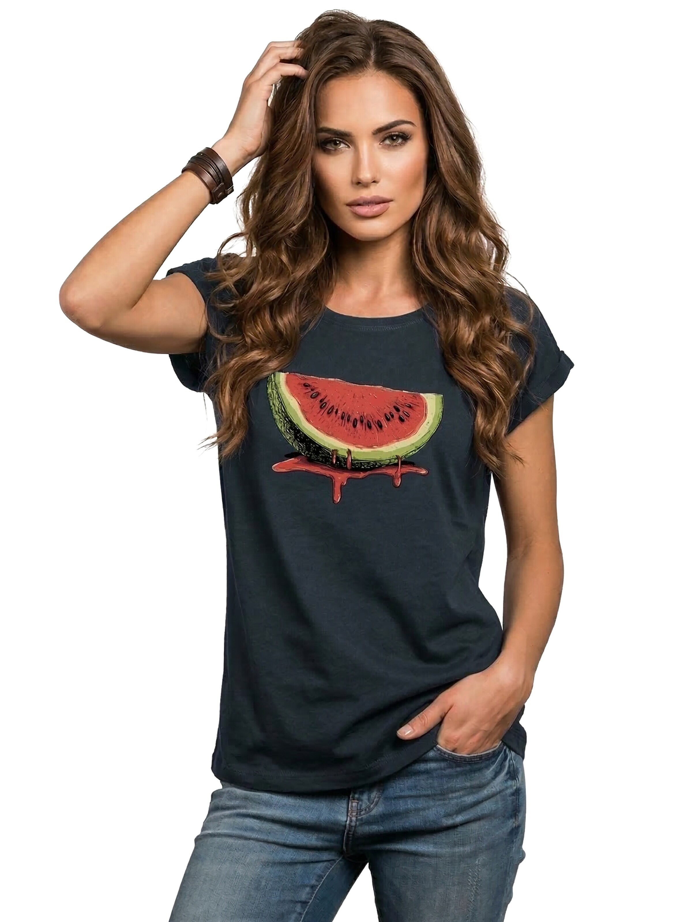 MAKAYA Shirt 'Watermelon' in Blue: front