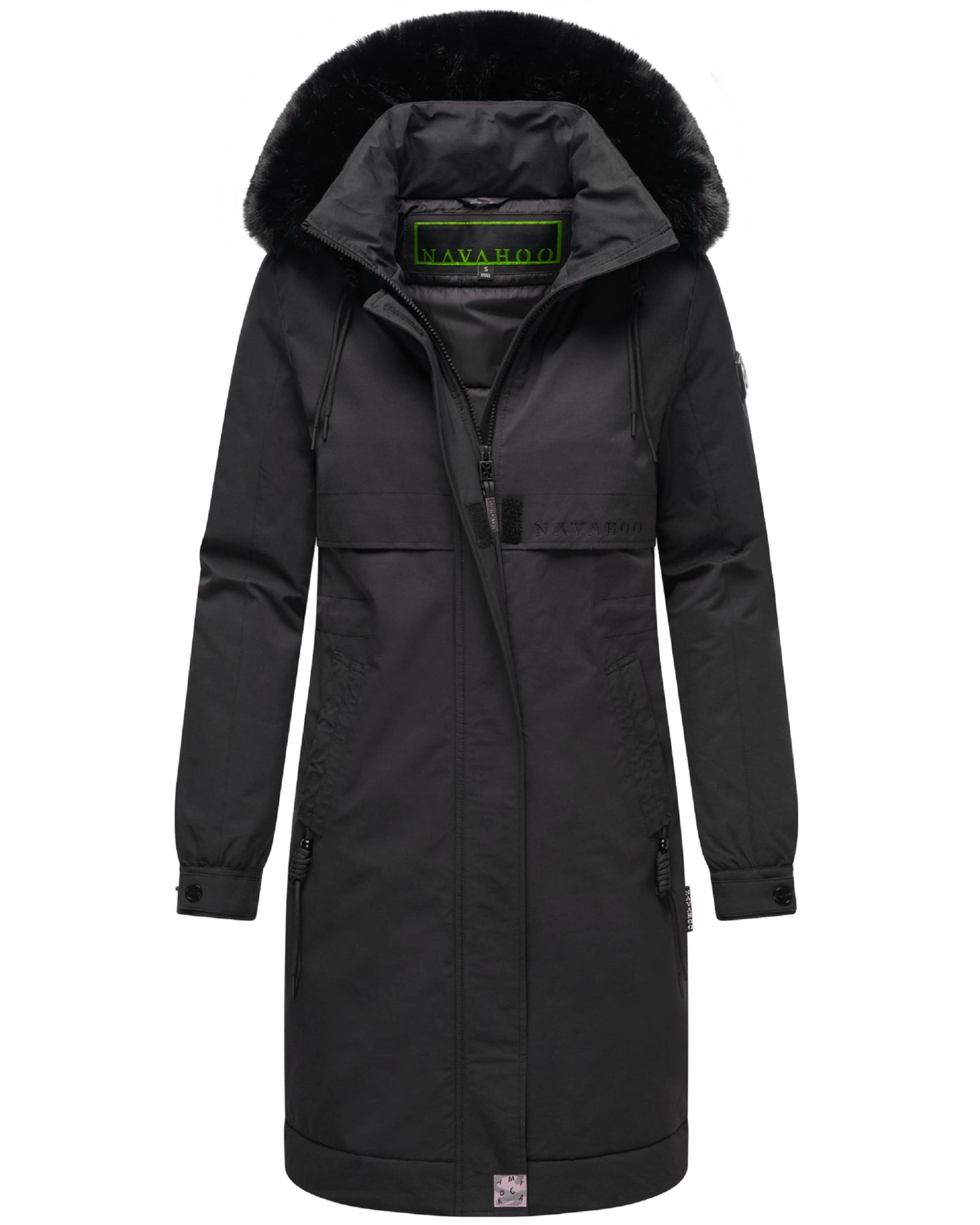 NAVAHOO Wintermantel 'Kaltwetterretter' in Schwarz: Vorderseite