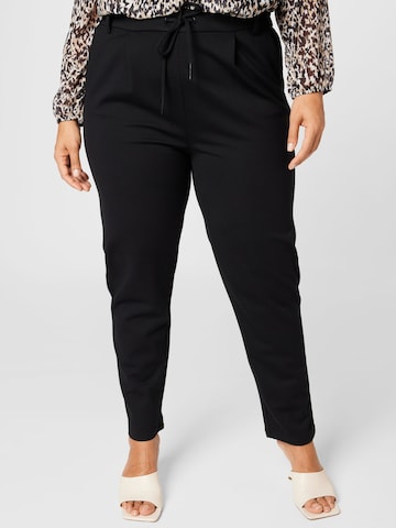 ONLY Curve Slim fit Pleat-Front Pants 'POPTRASH LIFE' in Black: front