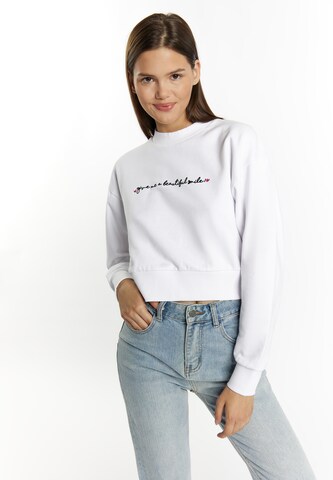 MYMO Sweatshirt 'Keepsudry' in Weiß: predná strana