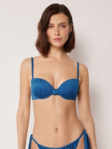 CALZEDONIA Push-up Bikinitop 'Shiny Satin' in Blau: Vorderseite