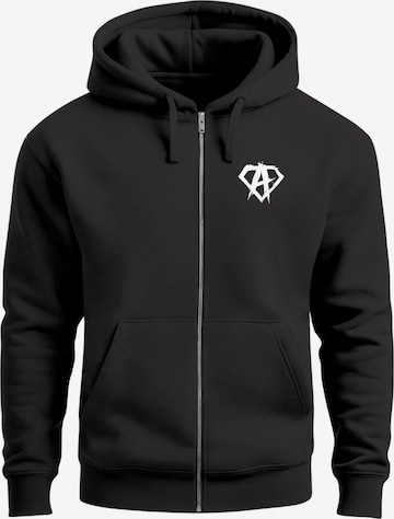 Neverless Sweatjacke 'Anarchy Gym' in Schwarz: Vorderseite