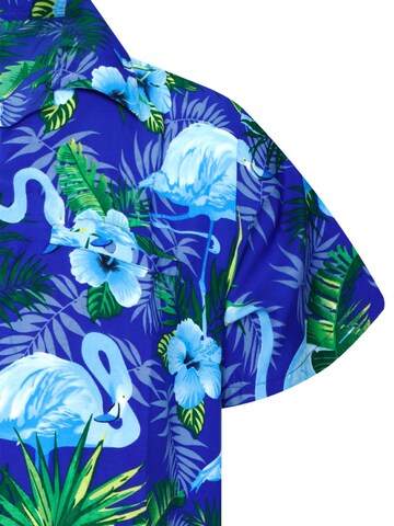 King Kameha Shirt 'Flamingo Flowers' in Blau