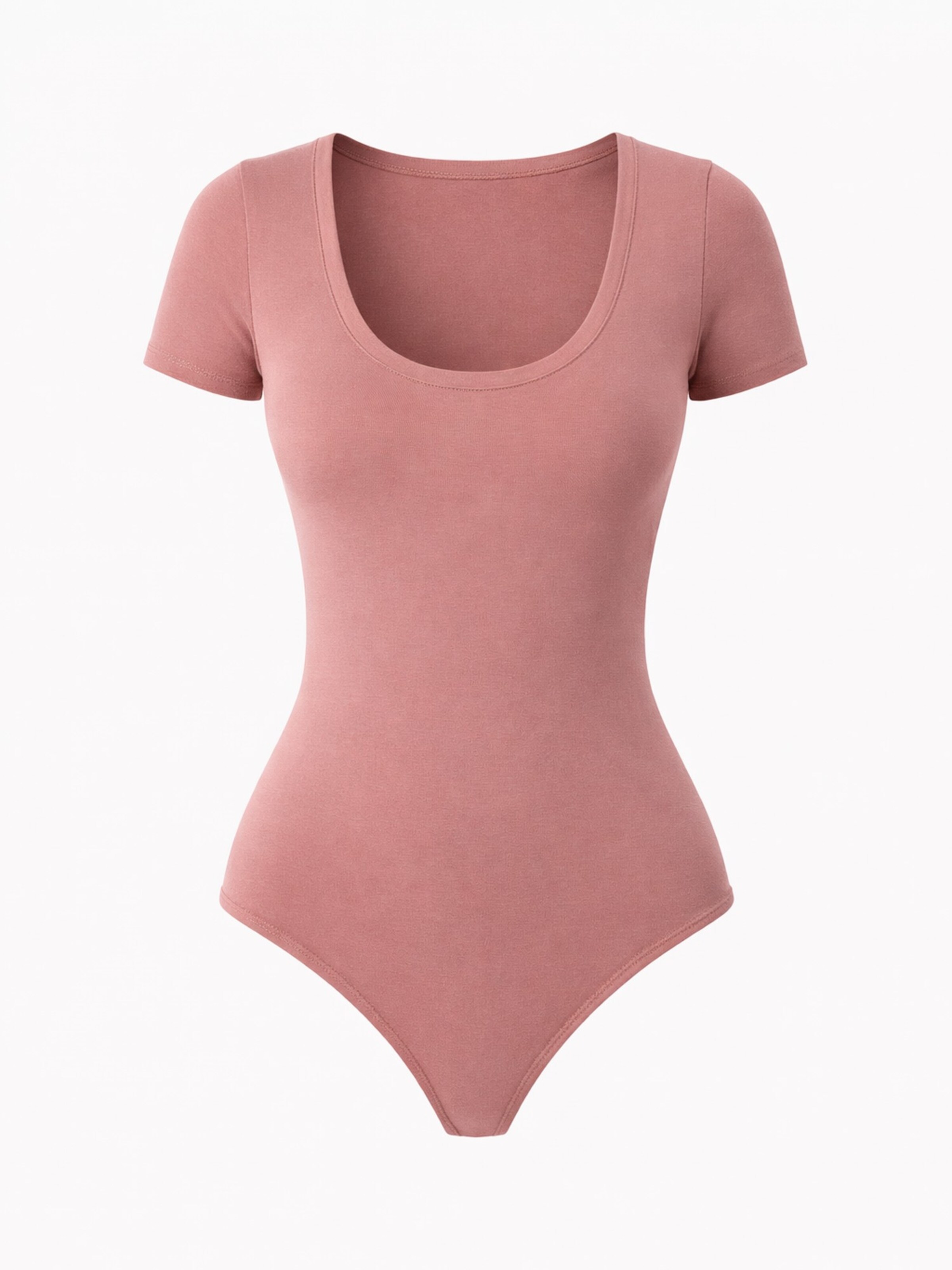 Body 'Leafletic Women’s Short Sleeve U-Neck Bodysuit' di LEAFLETIC in rosa: frontale