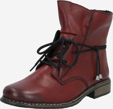 Rieker Lace-Up Ankle Boots in Red: front