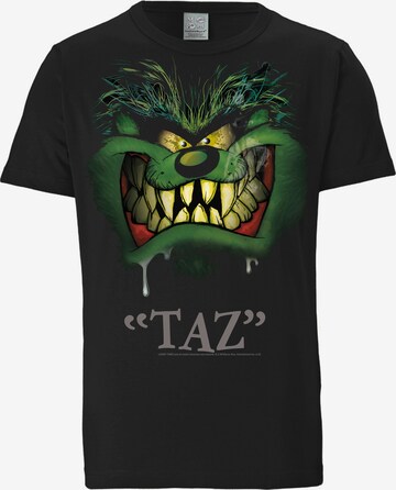 LOGOSHIRT T-Shirt 'Looney Tunes - Taz Portrait' in Schwarz: predná strana