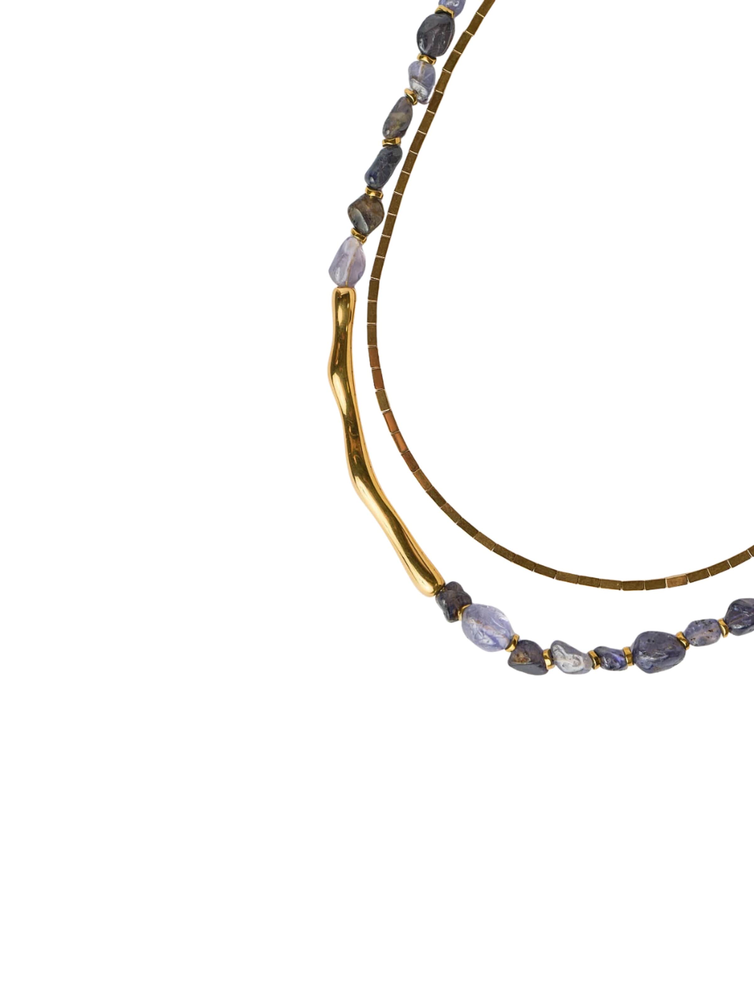 THE GEM STORIES JEWELRY Halsband 'Iolite & Hematite Transformable Necklace' i lila