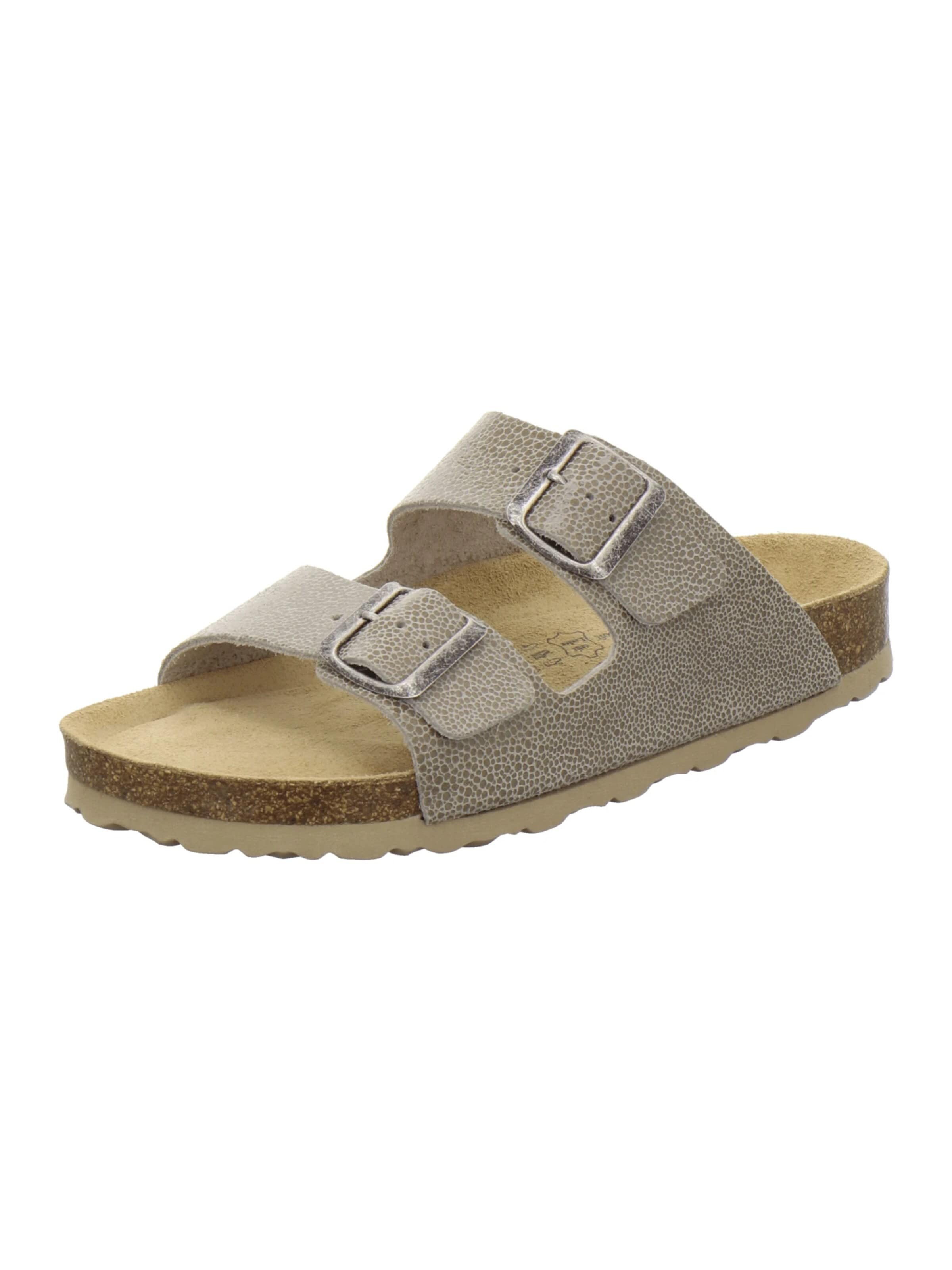 AFS-Schuhe - Zapatos abiertos 'Pantoletten Damen Zweischnaller beige-reptil' en beige: frente