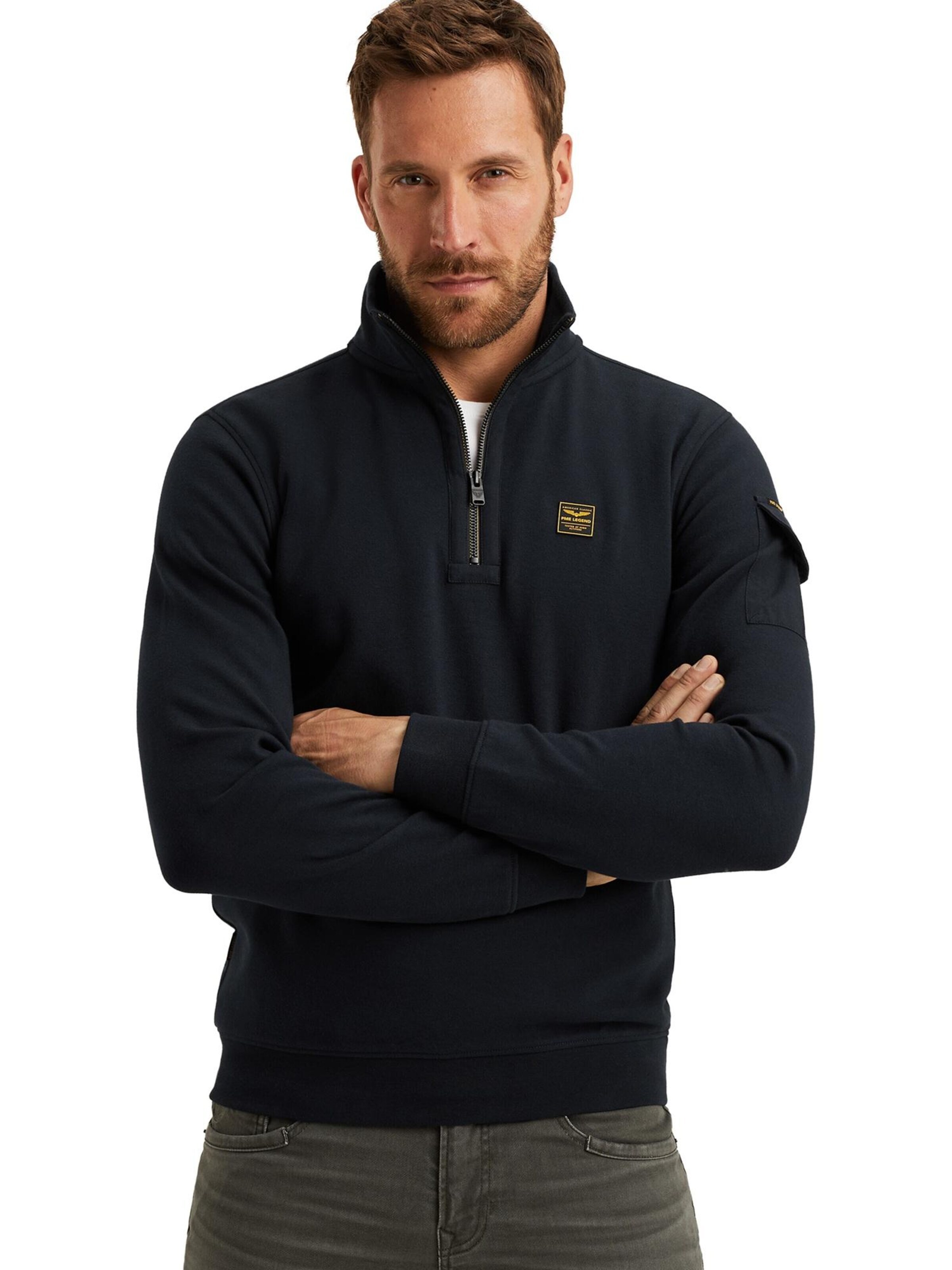 PME Legend Collegepaita 'Pullover with half-zip' koossa S värissä tummansininen, Tuotenäkymä