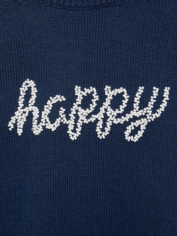 MANGO KIDS Pullover 'HAPPY' i blå