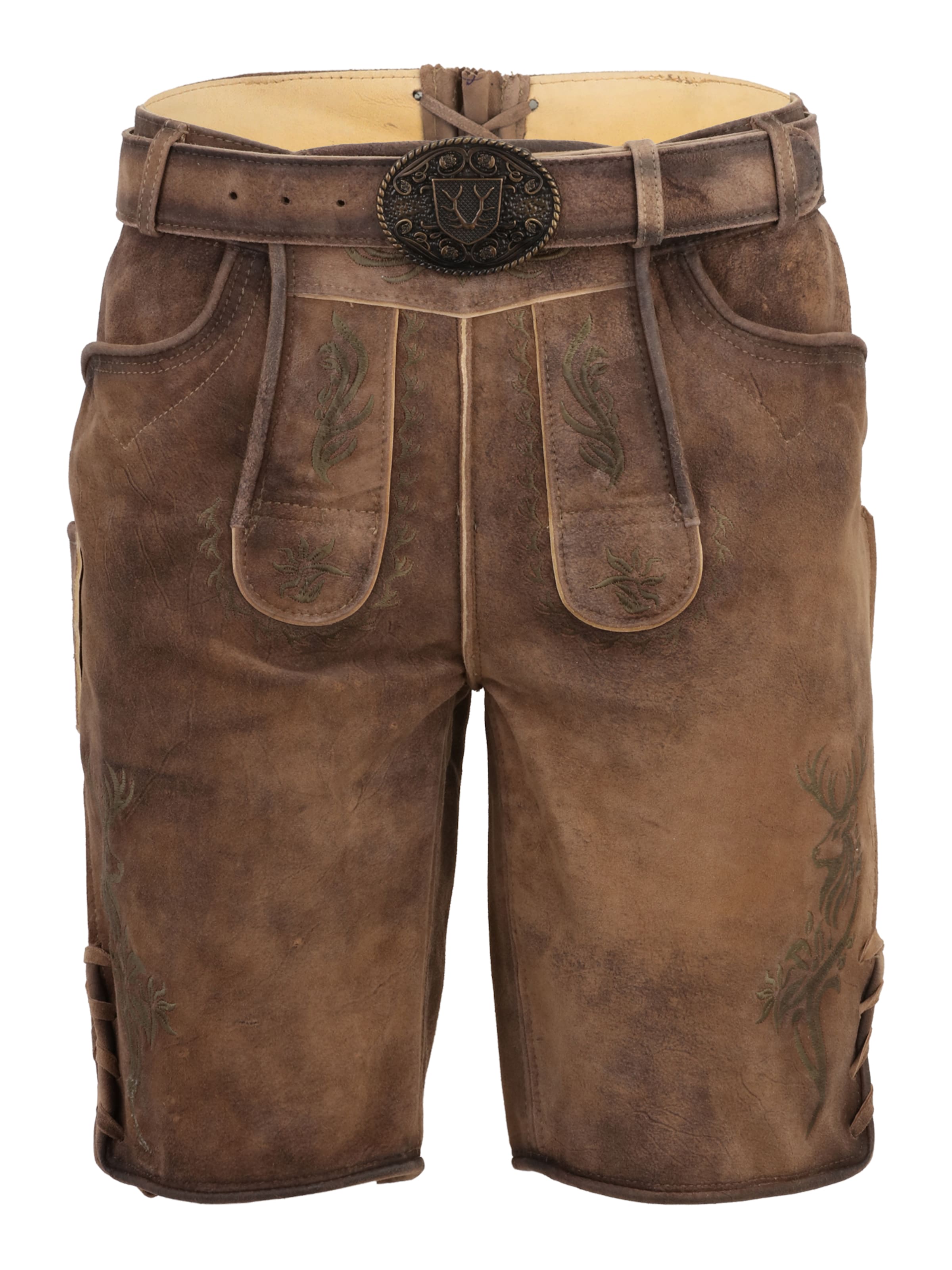 Krüger Buam Regular Traditional Pants in Brown: front