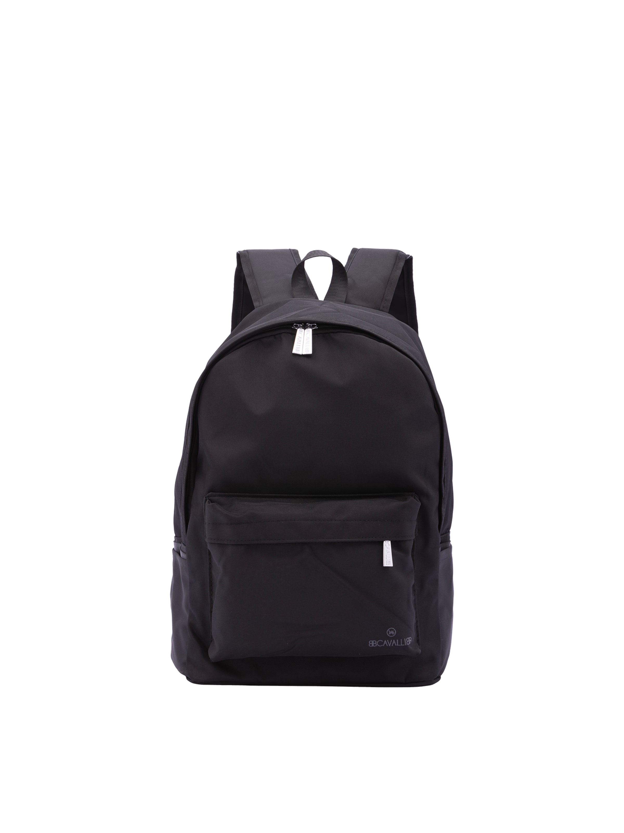 Zaino 'Zaino Unisex Vera Pelle con Tasche Zip - 42x30x13 cm' di B. Cavalli in nero: frontale