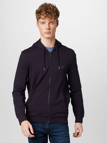 GUESS Zip-Up Hoodie 'BROOKS' in Blue: front