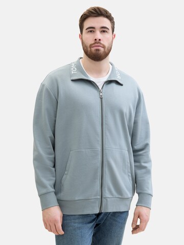 TOM TAILOR Men + Zip-Up Hoodie in Grey: front